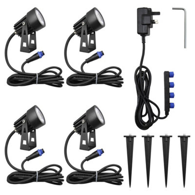 4 Pack Outdoor Garden LED Spike Lights Cool White 12v Low Voltage ZLCSK2CW
