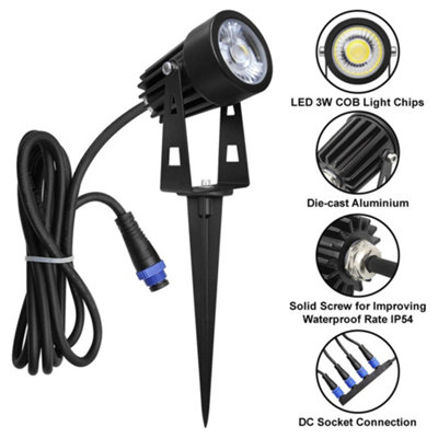 4 Pack Outdoor Garden LED Spike Lights Cool White 12v Low Voltage ZLCSK2CW
