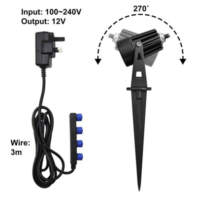 4 Pack Outdoor Garden LED Spike Lights Cool White 12v Low Voltage ZLCSK2CW
