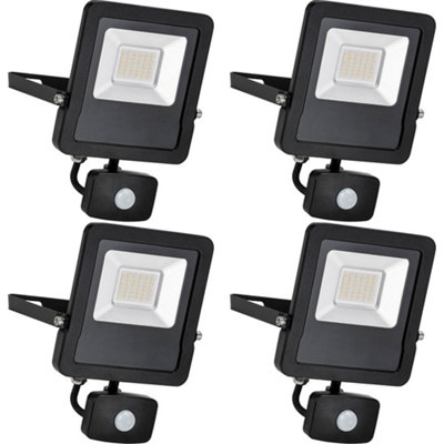 4 PACK Outdoor IP65 Automatic Floodlight - 30W Cool White LED - PIR Sensor