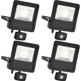 4 PACK Outdoor IP65 Automatic Floodlight - 50W Cool White LED - PIR Sensor