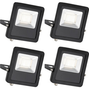 4 PACK Outdoor IP65 LED Floodlight - 30W Cool White LED - Angled Wall Bracket