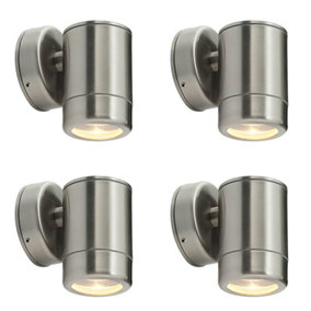 4 PACK Outdoor IP65 Wall Downlight - Dimmable 7W LED GU10 - Stainless Steel