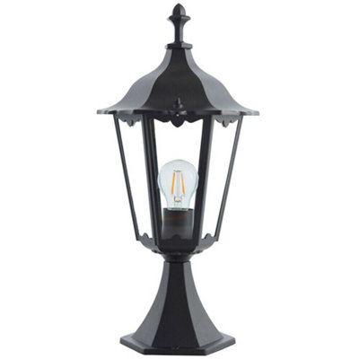 4 PACK Outdoor Post Lantern Light Matt Black & Clear Glass Garden Wall Lamp LED