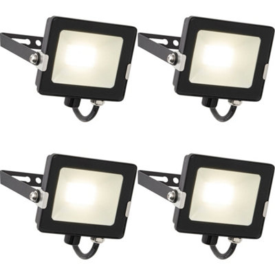 4 PACK Outdoor Waterproof LED Floodlight - 20W Cool White LED - Matt Black