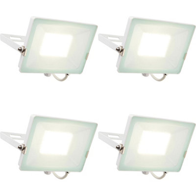 4 PACK Outdoor Waterproof LED Floodlight - 50W Cool White LED - Matt White