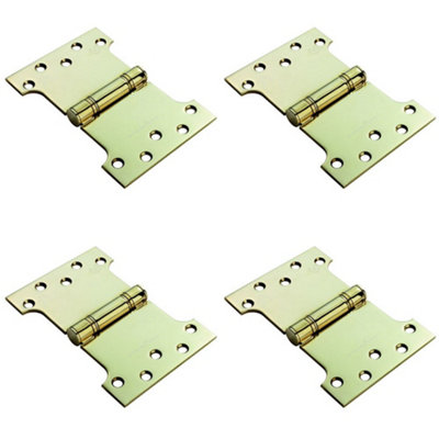 4 PACK - PAIR 101.6 x 101.6 x 3mm Parliament Hinge Polished Brass Internal Door