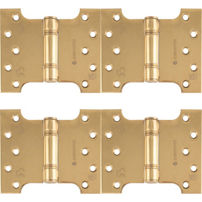 4 PACK - PAIR 102 x 127 x 3mm Parliament Hinge Polished Brass Internal Door