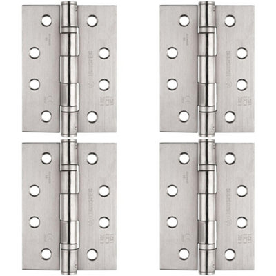 4 PACK - PAIR Grade 11 Heavy Duty Ball Bearing Hinge - 102 x 76mm Bright Stainless Steel