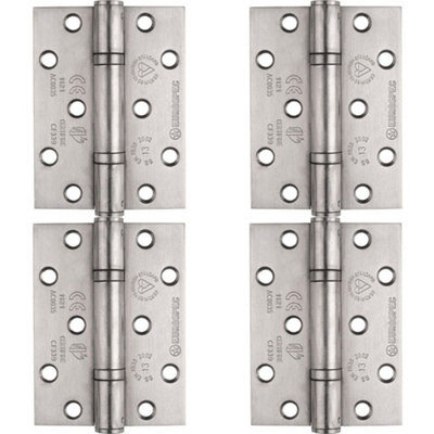 4 PACK - PAIR Grade 13 Heavy Duty Thrust Bearing Hinge - 100 x 76mm Satin Stainless Steel