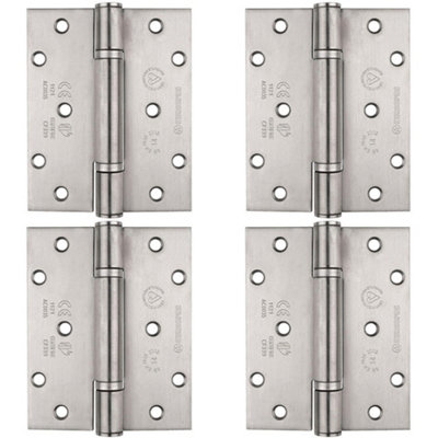 4 PACK - PAIR Grade 14 Heavy Duty Thrust Bearing Hinge 125 x 102mm Satin Stainless Steel