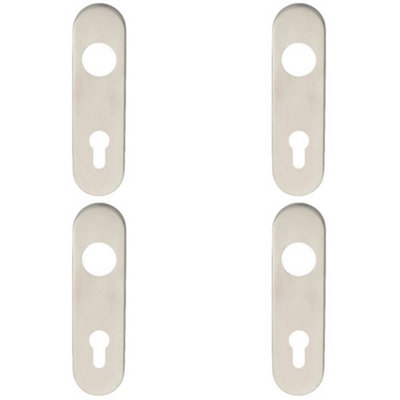 4 PACK - PAIR Radius Lock EURO Cylinder Plate Cover 170 x 45 x 8mm Satin Steel DIN 72cc