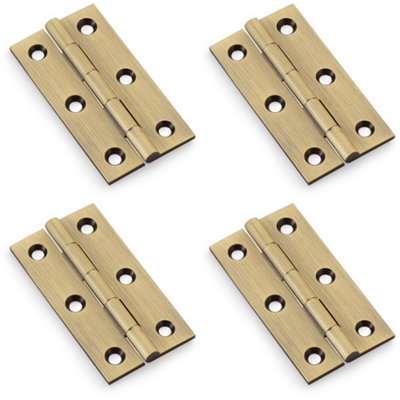 4 PACK - PAIR Solid Brass Cabinet Butt Hinge - 64mm - Antique Brass Premium Cupboard