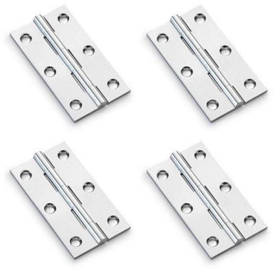 4 PACK - PAIR Solid Brass Cabinet Butt Hinge - 75mm - Polished Chrome Premium Cupboard