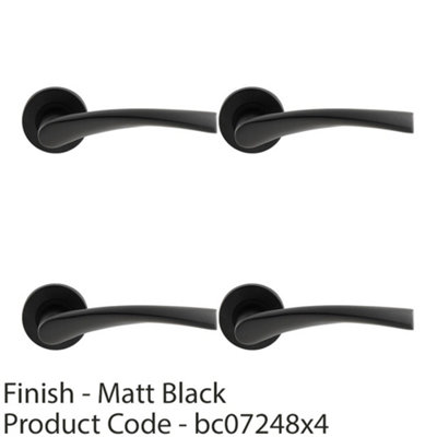 4 PACK - PAIR Twisted Angular Design Handle on Round Rose Concealed Fix Matt Black