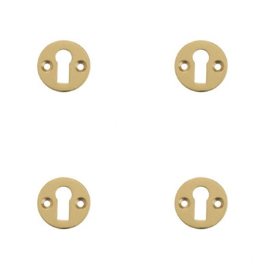 4 PACK Polished Brass Round Escutcheon 32mm for Standard Keyway - Key Hole Cover