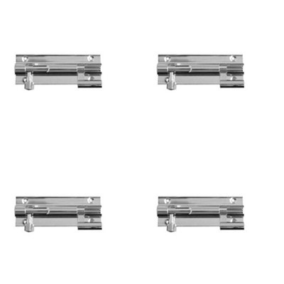 4 PACK Polished Chrome Brass Necked Barrel Bolts - 75x25mm Security Upgrade - Door Bolt