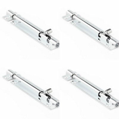 4 PACK Polished Chrome Brass Straight Barrel Bolts 102x25mm for Secure Locking - Door Bolt