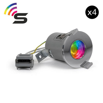 4 PACK - Polished Chrome GU10  Fire Rated Smart LED Downlight - IP65 - SE Home
