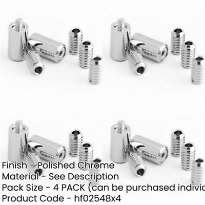 4 PACK Polished Chrome Locking Sash Stop for Secure Windows - Window Fastener