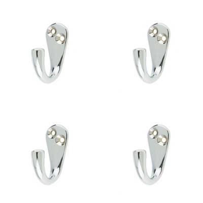 4 PACK Polished Chrome Single Robe Hook for Stylish Organization - Wall Mounted Clothing Hook