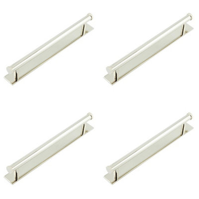 4 PACK Polished Nickel Cabinet Handle with 224mm Centers and Stylish Backplate - Kitchen Drawer Pull Handle