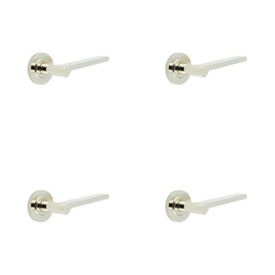 4 PACK Polished Nickel Knurled Door Handle for Elegant Interiors - Solid Brass Interior Handle
