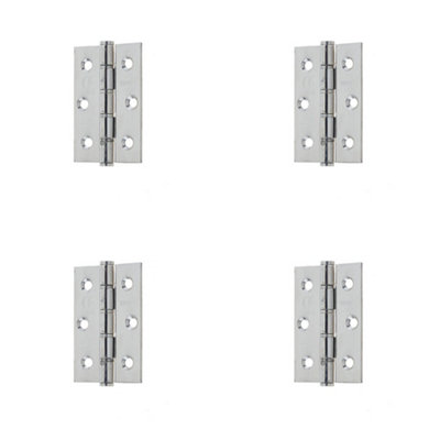 4 PACK Polished Stainless Steel Grade 7 Washered Hinge 76x50mm - Durable and Stylish - Door Hinges