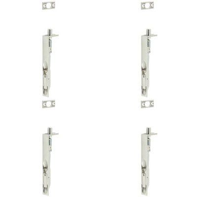 4 PACK Polished Stainless Steel Lever Action Flushbolts for Double Doors - 150x20mm