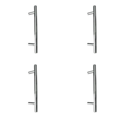 4 PACK Polished Stainless Steel T Bar Cabinet Handle - 220x12mm Premium Quality - Kitchen Drawer Pull Handle