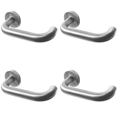 4 PACK Premium 19mm Satin Stainless Steel Door Handle with Sprung Rose - Interior Handle