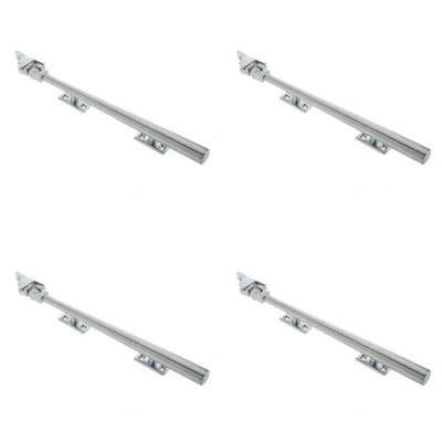 4 PACK Premium 250mm Satin Chrome Casement Stays for Secure Windows - Window Peg Bar