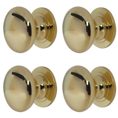 4 PACK Premium 32mm Polished Brass Cupboard Knob for Stylish Furniture - Kitchen Cabinet Knob