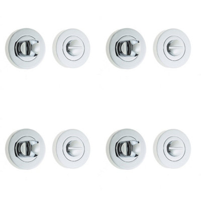 4 PACK Premium 50mm Round Chrome Turn & Release Lock for Bathrooms - Door Handle