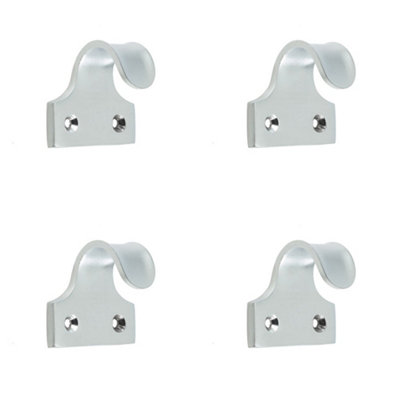 4 PACK Premium 50mm Satin Chrome Brass Sash Lifts for Windows - Window Fastener