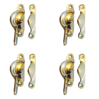4 PACK Premium 65mm Polished Brass Narrow Fasteners for Secure Fixing - Window Fastener