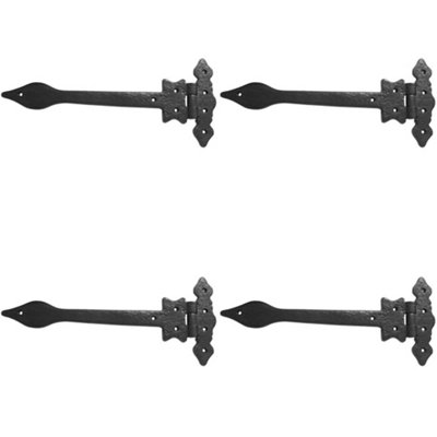 4 PACK Premium Antique Black Gate Hinge 300mm for Classic Gates - Traditional Gate Door - Door Hinges