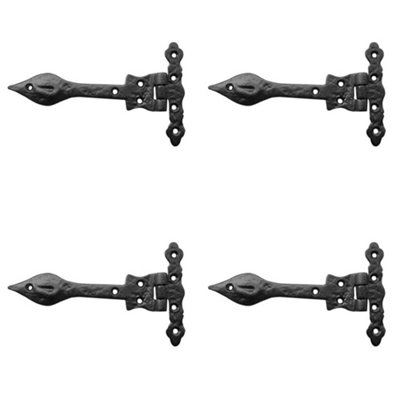 4 PACK Premium Antique Gate Hinge 160mm in Elegant Black Finish - Traditional Gate Door - Door Hinges