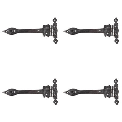 4 PACK Premium Antique Gate Hinge 230mm in Elegant Black Finish - Traditional Gate Door - Door Hinges