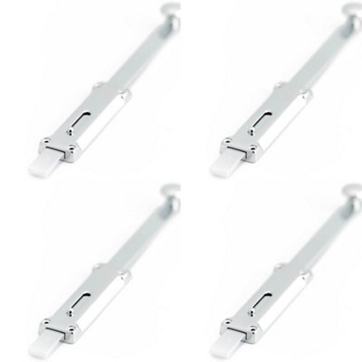 4 PACK Premium Architectural Door Bolts 300x35mm in Polished Chrome Finish - Door Bolt Lock