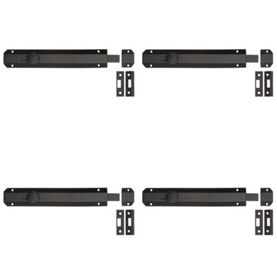 4 PACK Premium Architectural Slide Door Bolts 200x35mm in Elegant Matt Black Finish - Door Bolt Lock