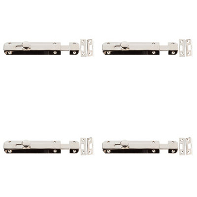 4 PACK Premium Architectural Slide Door Bolts in Polished Nickel 150x35mm - Door Bolt Lock