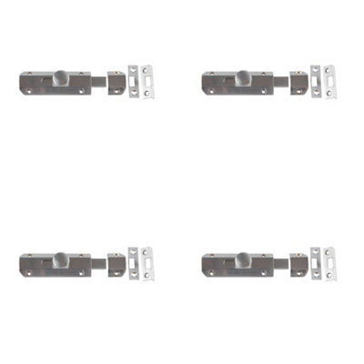 4 PACK Premium Architectural Slide Door Bolts in Satin Nickel (100x35mm) for Enhanced Security - Door Bolt Lock