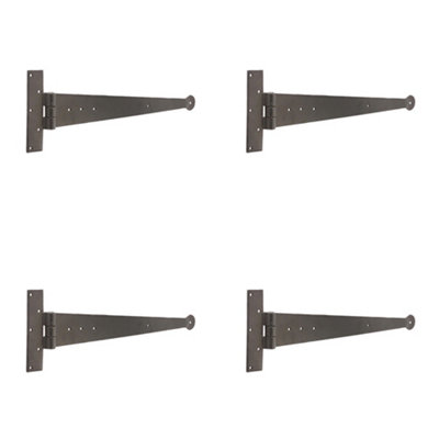 4 PACK Premium Black T Hinge 370x132mm for Durable Doors - Traditional Gate Door - Door Hinges