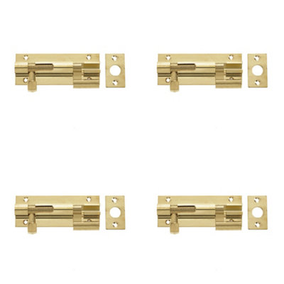 4 PACK Premium Brass Heavy Necked Barrel Bolts for Enhanced Security 100x38mm - Door Bolt