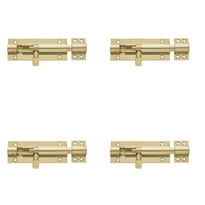 4 PACK Premium Brass Heavy Straight Barrel Bolts 102x38mm for Enhanced Security - Door Bolt