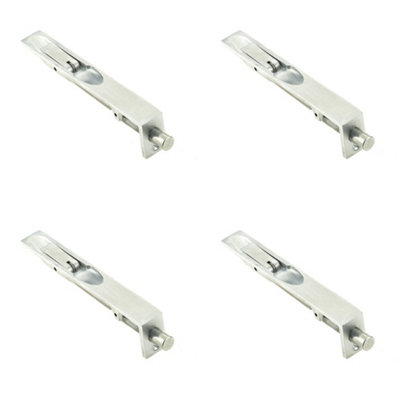 4 PACK Premium Brass Lever Action Flushbolts 150x19mm in Satin Chrome Finish