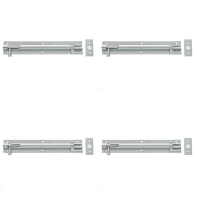 4 PACK Premium Brass Necked Barrel Bolts 150x25mm Satin Chrome for Enhanced Security - Door Bolt