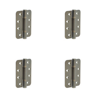 4 PACK Premium Certifire Stainless Steel Grade 13 Radiused Polymer Bearing Hinges 102x76x3mm - 30/60 Fire Door Hinge