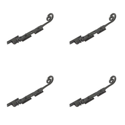 4 PACK Premium Curly Tail Casement Stays in Black - 203x15x6mm for Durability and Style - Window Peg Bar